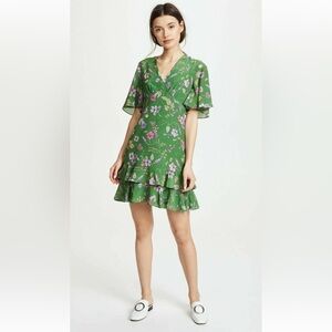 Shoshanna Virginia Green Floral Silk Mini Dress